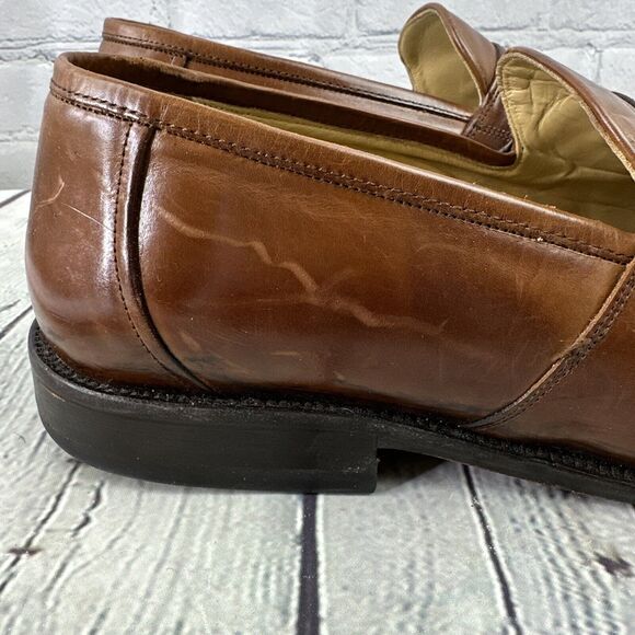 Johnston Murphy Passport Loafers Brown Leather Kiltie Tassel‎ Shoes Sz 10W Italy - Picture 13 of 13